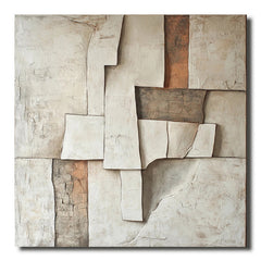 Fragmented Earth – Wabi-Sabi Textured Abstract Oil Painting for Modern Interiors