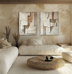 Fragmented Earth – Wabi-Sabi Textured Abstract Oil Painting for Modern Interiors