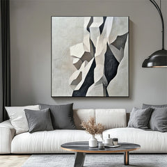 Geometric Grace: Geometric Abstract Wall Art in Black – Textured Geometric Wall Art