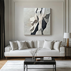 Geometric Grace: Geometric Abstract Wall Art in Black – Textured Geometric Wall Art