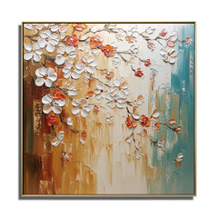 Golden Bloom – Textured Floral Oil Painting for Modern Decor