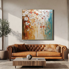 Golden Bloom – Textured Floral Oil Painting for Modern Decor