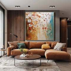 Golden Bloom – Textured Floral Oil Painting for Modern Decor