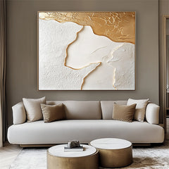 Golden Edge: 3D Textured Abstract Art with Gold – Textured Abstract Wall Art
