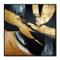 Golden Motion:Textured Gold Brushstroke Abstract Art – Textured Abstract Wall Art