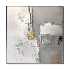 Golden Veil: Minimalist Abstract Wall Art in Grey – Wabi-Sabi Textured Abstract Wall Art
