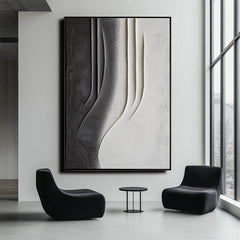 Black, Grey Textured Curved Abstract Wall Art – Stylish Accent for Contemporary Homes