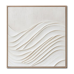 Harmonic Waves: Beige Textured Abstract Wave Painting – Textured Seascape Wall Art