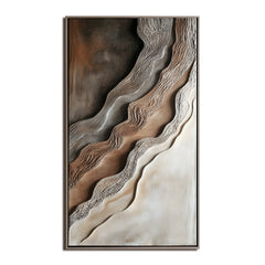 Layered Earth: Impasto Earth-Toned Abstract Wall Art – Brown Grey White Textured Curves