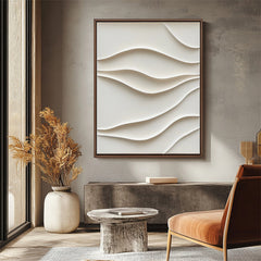 Flowing Serenity: 3D Large Textured Wave Wall Art – Neutral Beige Accent for Modern Decor