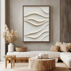 Flowing Serenity: 3D Large Textured Wave Wall Art – Neutral Beige Accent for Modern Decor