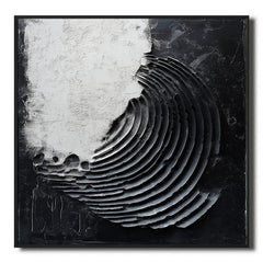 3D Textured Black & White Spiral Abstract Art – Textured Abstract Wall Art