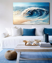 Abstract Ocean Art – Palette Knife Masterpiece for Coastal or Contemporary Homes