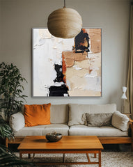 Textured Abstract Wall Art with Black, Beige & Brown Hues – Textured Abstract Wall Art