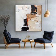 Textured Abstract Wall Art with Black, Beige & Brown Hues – Textured Abstract Wall Art