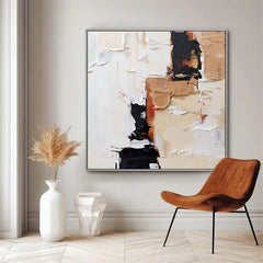 Textured Abstract Wall Art with Black, Beige & Brown Hues – Textured Abstract Wall Art