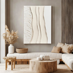 Neutral Beige Abstract Wall Art – Elegant Curved Lines for Minimalist Spaces