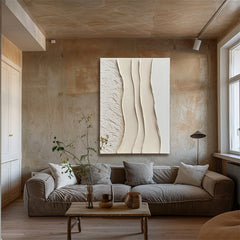 Neutral Beige Abstract Wall Art – Elegant Curved Lines for Minimalist Spaces