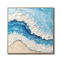 Ocean's Embrace:Thick Texture Ocean Wave Art – Textured Seascape Wall Art