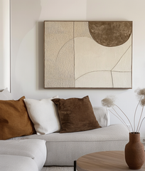 Lunar Harmony Wall Art-Modern Abstract Geometric Wall Art: – Textured Geometric Wall Art