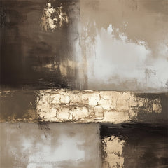 Golden Horizon Canvas Art: Abstract Hand-Painted Wall Art – Contemporary Black