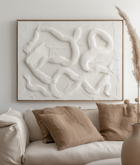 Tranquil – Textured Abstract Wall Art, Beige Curved Lines 3D Relief Painting