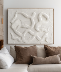 Tranquil – Textured Abstract Wall Art, Beige Curved Lines 3D Relief Painting