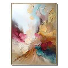 Ethereal Bloom: Luxury Handmade Abstract Oil Painting – Vibrant Textured Art for Aesthetic Space