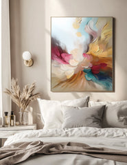 Ethereal Bloom: Luxury Handmade Abstract Oil Painting – Vibrant Textured Art for Aesthetic Space