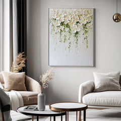 Floral Cascade – 3D Textured Floral Oil Painting for Modern & Minimalist Interiors