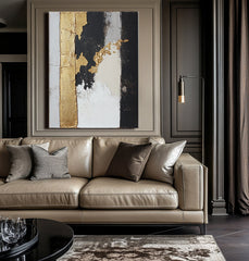 Golden Fracture – Textured Abstract Wall Art