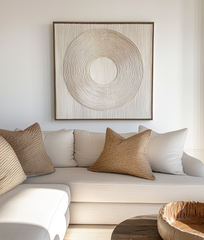 Ethereal Circles-Textured Circular Pattern Framed Wall Art , Minimalist Abstract Decor