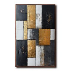 Golden Mosaic – Textured Abstract Wall Art