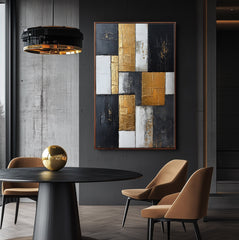 Golden Mosaic – Textured Abstract Wall Art