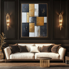 Golden Mosaic – Textured Abstract Wall Art
