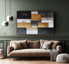 Golden Mosaic – Textured Abstract Wall Art