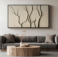 Branches of Serenity-3D Textured Branch Wall Art – Neutral Tones Modern Minimalist Decor