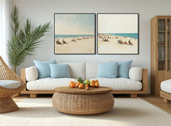 Coastal Serenity Diptych – Textured Seascape Oil Painting