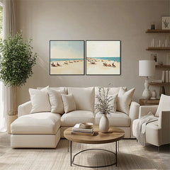 Coastal Serenity Diptych – Textured Seascape Oil Painting