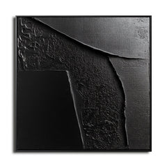Midnight Tides:Black Textured Abstract Oil Painting – Textured Seascape Wall Art