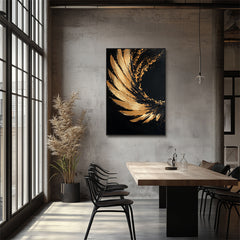 Golden Arc: Impasto Black Gold Abstract Wall Art – Modern Decor for Chic Homes