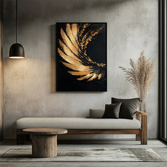 Golden Arc: Impasto Black Gold Abstract Wall Art – Modern Decor for Chic Homes