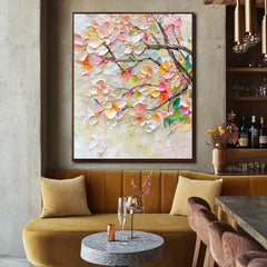 Blossoming Harmony: Abstract Art – Textured Floral Oil Painting