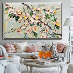 Blossom Reverie: Textured Art – Textured Floral Oil Painting