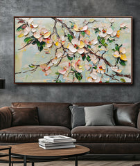 Blossom Reverie: Textured Art – Textured Floral Oil Painting