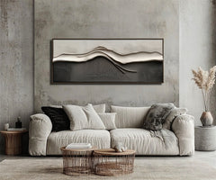 Serene Horizons – Modern Textured Abstract Landscape Painting for Living Room or Office Decor