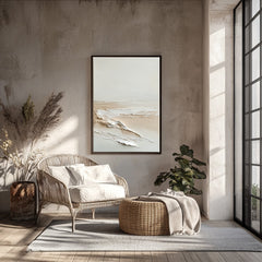 Ethereal Coast: Textured Diptych – Textured Seascape Oil Painting