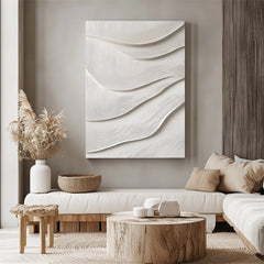 Textured Beige Abstract Art with Curved Lines – Minimalist Modern Wall Decor