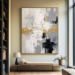 Golden Balance: Abstract Art – Wabi-Sabi Textured Wall Art