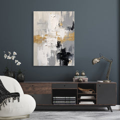 Golden Balance: Abstract Art – Wabi-Sabi Textured Wall Art